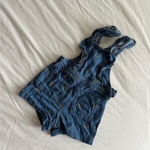 Denim Overalls with Floral Print